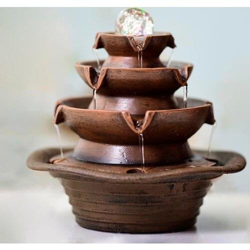 110V/220V Rockery Water Fountain Creative Resin Crafts Office Living Room Indoor Fountains Feng Shui Home Decor Lucky Ornaments