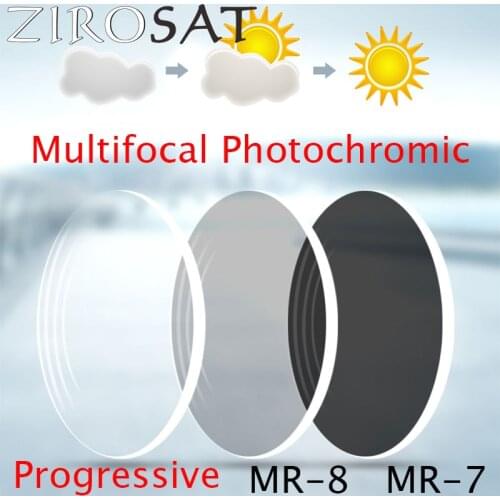 ZIROSAT Photochromic MR-8 MR-7 Multifocal Progressive lenses Super Tough Prescription Lenses Strong Anti Reflective for Rimless