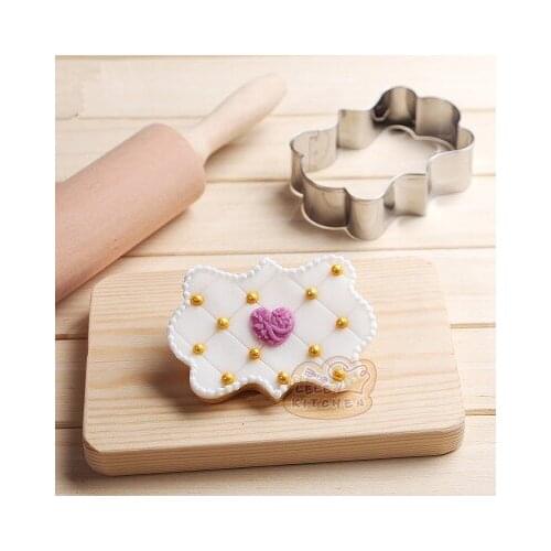 Kichen Stainless Steel Cookie Cutters European Style Pattern Frame Cake Chocolate Oval Picture Frame Wreath H300