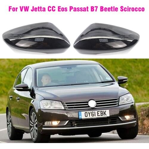 ABS Carbon Fiber Color Gloss Black Car Rearview Mirror Caps For VW Beetle CC Eos Passat B7 Scirocco For Jetta MK6