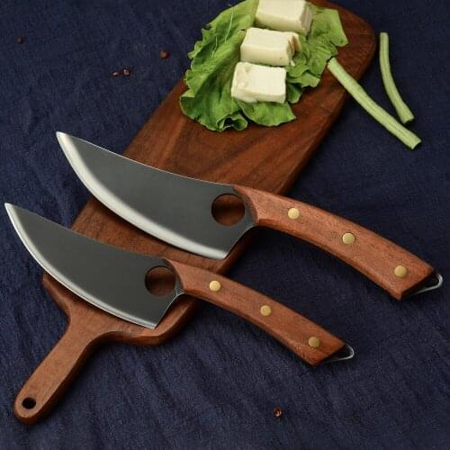 Handmade Forged Small Scimitar Boning Knife High Carbon Steel Outdoor Knife Small Slaughter Butcher Knife Meat Cleaver