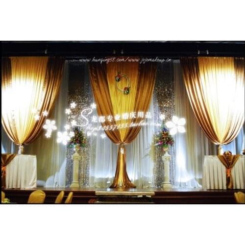 Ice Silk Elegant gold Wedding Backdrop 3m*6m Wedding Supplies Curtain wedding Decorations