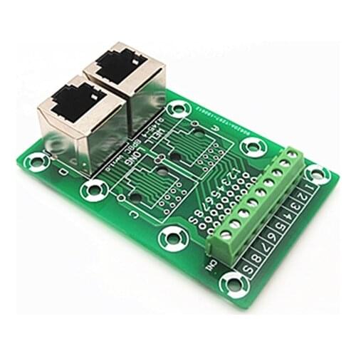 RJ45 Module,RJ45 8P8C Jack 2-Way Buss Breakout Board, Terminal Block, Connector
