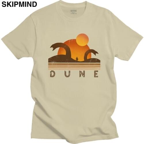 Vintage 2020 Dune Muad' Dib T Shirt for Men 100% Cotton Short Sleeves Arrakis Sandworm Tshirt Herbert Frank Science Fiction Tee
