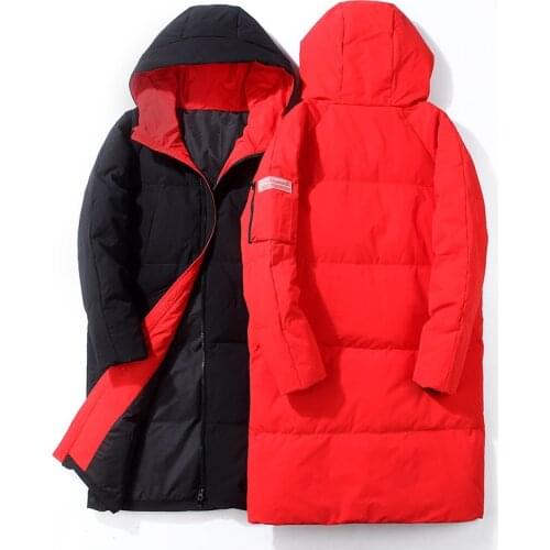 Mens down Jacket 2019 New Style National Trends Mid-length Hooded Jacket Winter Warm White Duck down MenS Wear