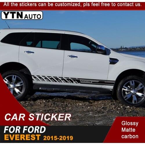 Car Stickers Side Body Racing Stripe Graphic Vinyl Car Decals Customized Accessories For Ford Everest 2015 2016 2017 2018 2019
