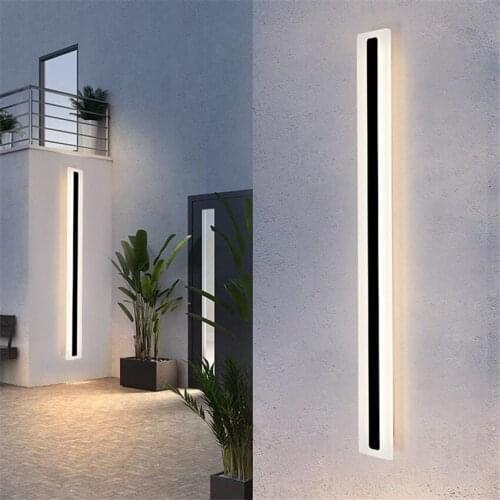 Nordic long waterproof wall lamps bathroom balcony outdoor line sconces lights villa outside courtyard lighting fixtures