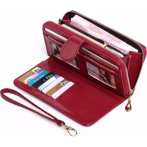 Women Clutch Leather Wallet Female Long Wallet Women Zipper Purse Strap Money Bag Purse For iPhone Lady Coin Purses money bag