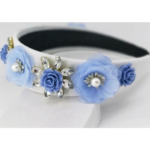 Hairband For Women Hair Hoop flannel Headband Pearls Hair Accessories Turban Wide Flower Colors Female Girls Handmade