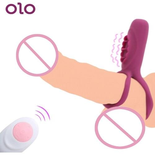 OLO Remote Control Dual Vibrating Penis Ring 10 Frequency Chastity Cage USB Charging Delay Ejaculation Sex Toys for Adult Couple