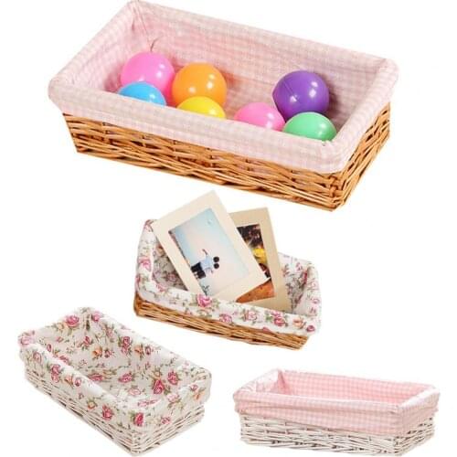 Rattan Wicker Desktop Storage Basket Portable Lightweight Elegant Wicker Rattan Storage Basket Picnic Fruit Box for Home