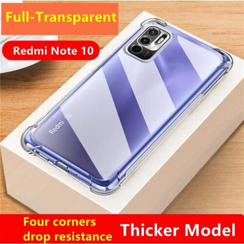 Transparent Cell Phone Case For Redmi Note 10 with Soft TPU Elastic Airbag Drop Resistance Thicker Model Lens Protective Cover