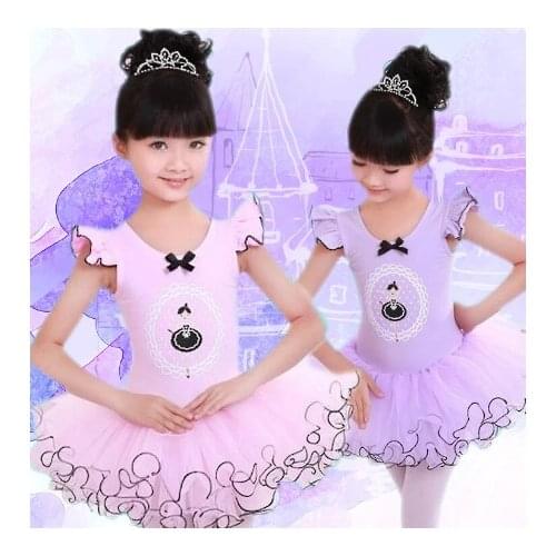 Pink/Purple Cotton Ballet Dance Dress Children Tutu Skirt Ballet Leotard Ballerina Dresses Kids Ballet Costume Clothes For Girl