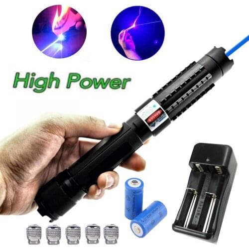 The most powerful blue laser flashlight 445nm super far radiation 10000m laser flashlight burning matches/candles/cigarettes