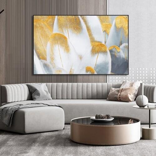 Modern Golden White Gray Landscape Abstract Poster Wall Art Canvas Paintings Prints Picture Living Room Decor Home Decoration