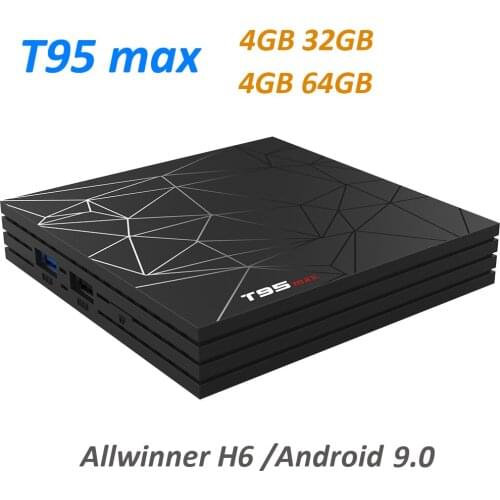 20pcs T95 MAX Android 9.0 TV Box 4GB 32GB 64GB Smart Set top box H6 4K Google Player Store Netflix media player T95