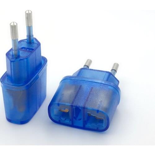 US USA to Schuko EU EURO Europe Travel Power Plug Adapter Charger Converter for USA converter blue
