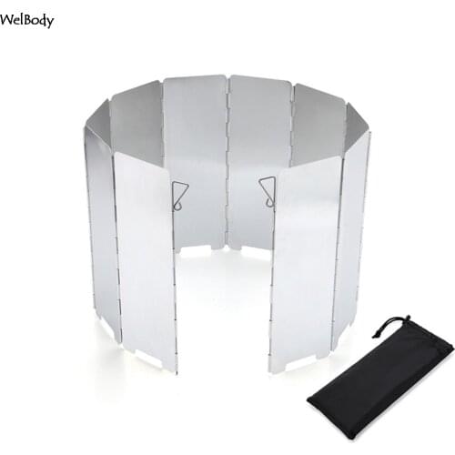 10pcs Outdoor Gas Stove Wind Shield Foldable Camping Cooking Burner Windproof Screen Aluminium Alloy Picnic Stove Windshield