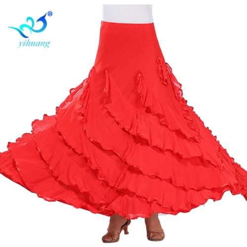 Flamenco Dance Costume Skirt Ballroom Dancing Long Skirts Ladies Waltz Modern Standard Tango Dancewear Outfits for Women