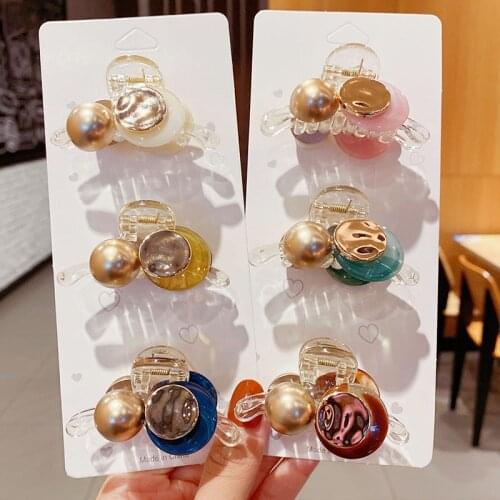 New Women Elegant Acrylic Circle Ball Patchwork Geometric Hair Claws Sweet Hair Clips Headband Hairpin Fashion Hair Accessories
