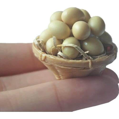 1Pcs 1/12 Doll House Miniature Resin Egg Basket Simulation Kitchen Food Model Toys Mini Decoration Dollhouse Accessories