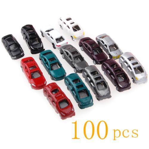 100pcs Painted Model Cars Building Parking Diorama Scenery Scale Z 1:200 Train Layout Scale N Z (1 to 200) C200-4