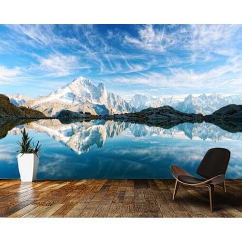 Papel de parede Lake Lac Blanc in the Alps ice mountain 3d wallpaper,living room tv wall bedroom wall papers home decor mural