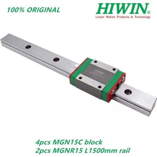 4pcs ORIGINAL HIWIN MGN15C Linear block and 2pcs Linear guide MGNR15 Length 1500mm rail