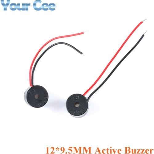 5PCS Electromagnetic Active Buzzer 12V 12*9.5MM Speaker alarm loudspeaker With Cable
