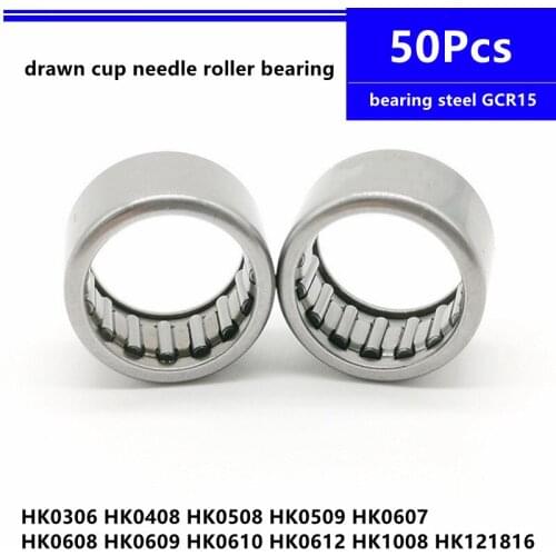 50pcs/lot HK0306 HK0408 HK0508 HK0509 HK0607 HK0608 HK0609 HK0610 HK0612 HK1008 HK121816 Drawn Cup Caged Needle Roller Bearing
