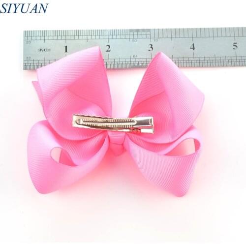 80pcs/lot Promotion Hair Clip with 4.5 inch Fashion Grosgrain Ribbon Bow Girl Daily Headwear Bowknot Hairpin High Quality H0265