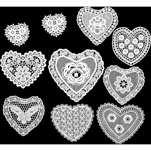 9 types Heart Embroidered flowers three-dimensional hollow embroidery patch White Collar Fabric Trim DIY Embroidery Lace Fabric
