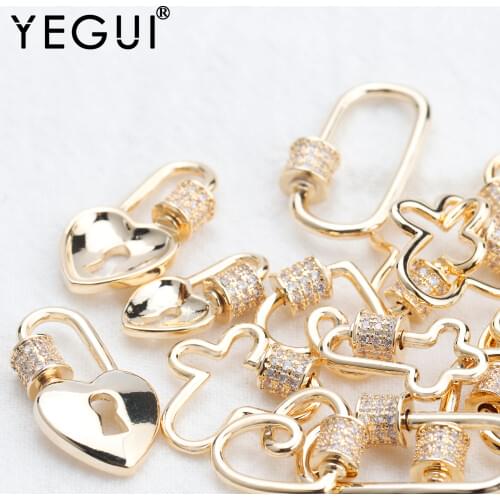 YEGUI M894,jewelry accessories,clasp hooks,18k gold plated,hand made,zircon,charms,diy accessories,jewelry making,6pcs/lot
