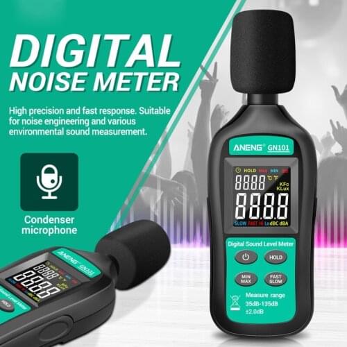 ANENG Digital Noise Meter Sound Level Meter 35-135 db Decibel Monitor Intelligent Logger Diagnostic Tool GN101