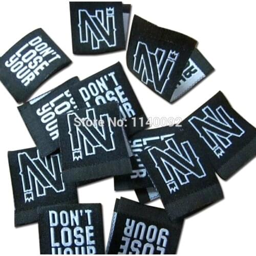 Free shipping custom clothing center fold woven labels/ embroidered main labels/garment printed collar label/brand name logo
