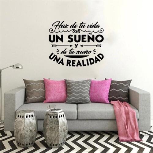 Spanish Quote Wall Stickers Un Sueno Wall Decal For Office Room Living Room Vinyl Wallpaper Mural RU4089