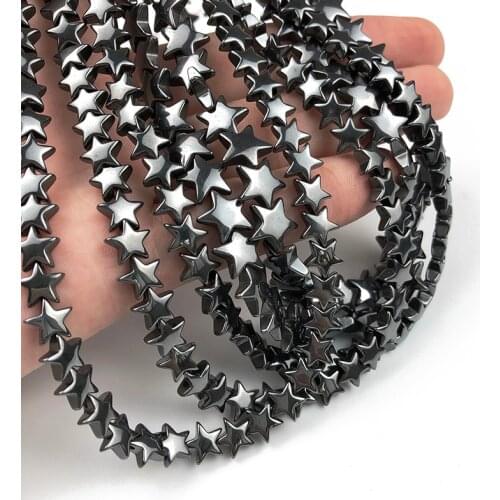 Smooth Black Five-Pointed Star Shape Natural Stone Hematite Spacer Beads For Jewelry Making DIY Bracelet Earrings Accessories