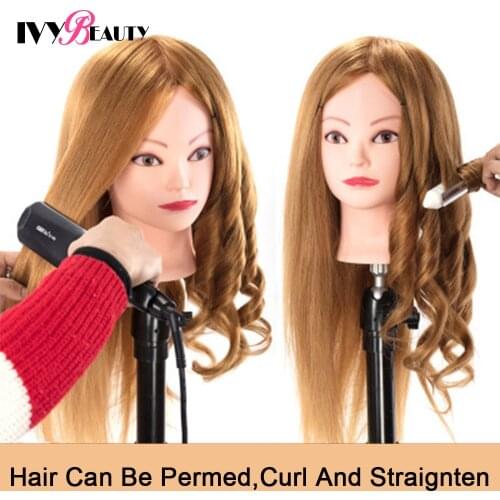 Mannequin Head With Human Hair 80% Straight Professional Bride Hairdressing Training Head With Stand Cosmetology Doll Head