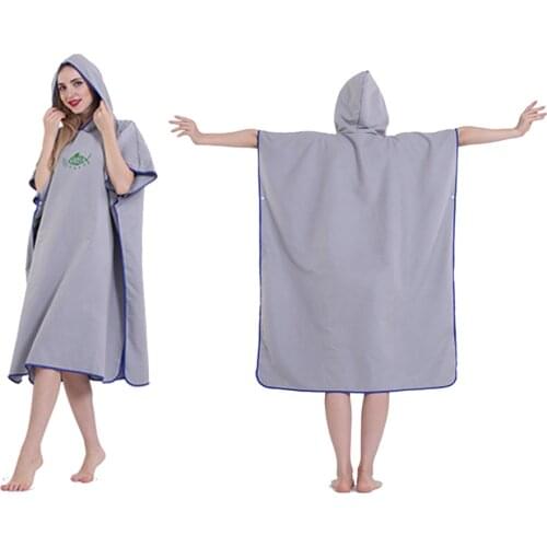 Microfiber Wetsuit Changing Robe with Hood Quick-drying Absorbent Sweat-absorbent Swim Robe Men Women Beach Surf Poncho