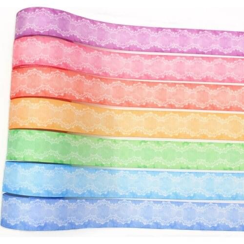 I-19822-1950,1‘’ 10yards Gradient flowers Thermal transfer Printed Grosgrain Ribbons,Bow cap accessories and decorations