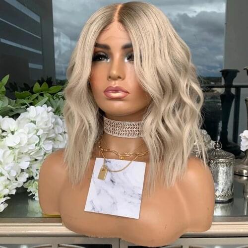 Short Bob 13x6 Lace Front Human Hair Wigs Platinum Blonde Peruvian Remy Glueless Wig 150Density For Women
