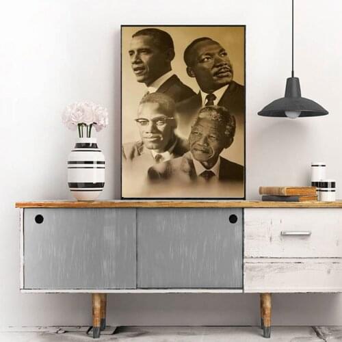 Malcolm X Martin Luther King Barack Obama Painting Nordic Poster Bedroom Canvas Print Home Decor Wall Art Modular Picture