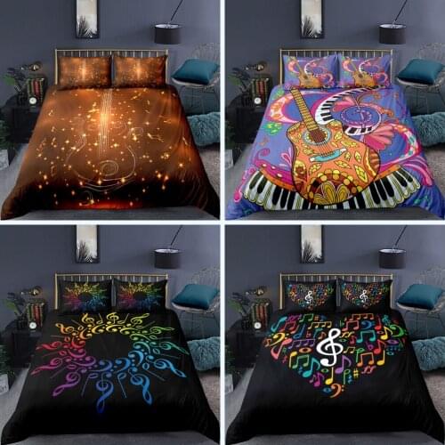 Printed Cartoon Music Notes Bedding Set Children Duvet Cover Housse De Couette Kids/Adults Twin Single Home Decor Bedclothes