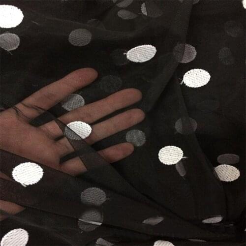 New Arrival 5Yards Polka Dots French Mesh Lace Fabrics Black Mesh Tulle Dress Sewing Lace Fabric For Dress