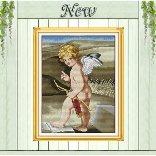 Cupid Little angel Painting love baby Drawing counted print on fabric 14CT 11CT DMC Cross Stitch kits Needlework Sets Embroidery