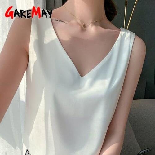 Summer 2021 Beautiful Womens Blouses Elegant Basic Chiffon V-Neck Plus Size Satin Blouse Casual Silk White Blouses for Women
