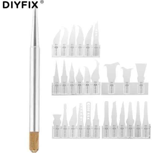 DIYFIX 27 in 1 Phone Repair Tool Set BGA IC Chip Blades Knives for iPhone CPU Remover Logic Board NAND Flash Repair Tools Kit