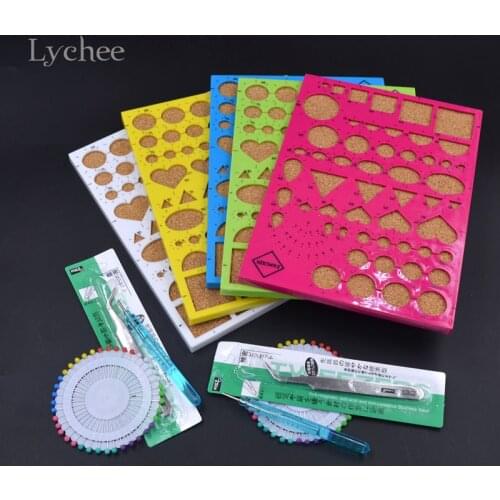 Lychee Life 1Set Paper Crafts DIY Quilling Rolling Tools Kit Mould Needles Tweezer Paper Decoration Random Color