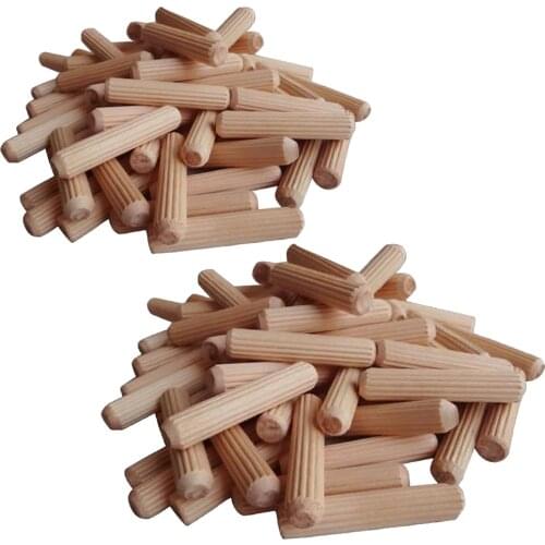 Set of 200 Wooden Dowels Hard Wood Grooved Plugs Furniture Woodwork Grooved Fluted Pin Craft 8mm 10mm