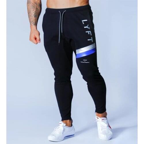 2021 New Lyft (fitness) Sports Pants Mens Running Cotton Slim Leggings Lace Up Ankle Zipper Casual Pants